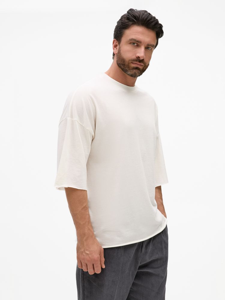 Футболка унисекс оверсайз T1, молочно-белая с логотипом