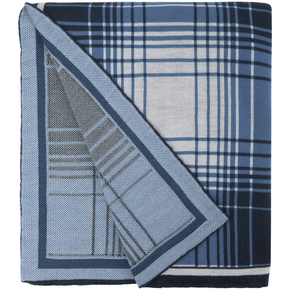 Плед Duotone, синий с белым с логотипом