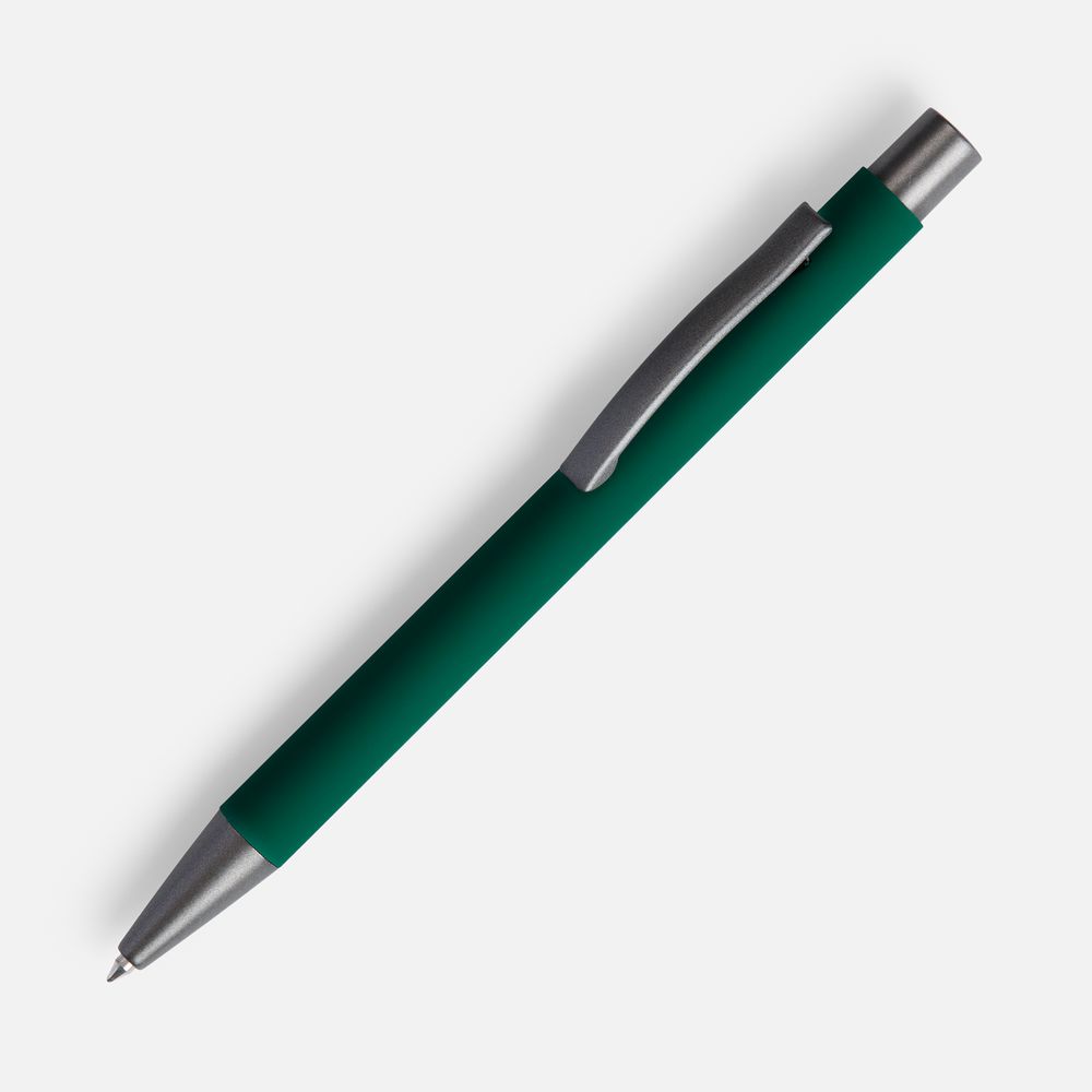 Ручка шариковая Atento Soft Touch, зеленая с логотипом