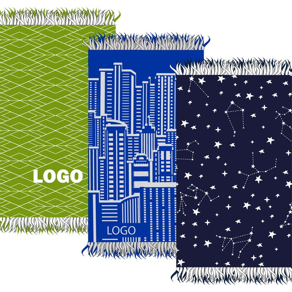 Плед с бахромой на заказ Tricksy Net, 2 цвета, S, акрил с логотипом