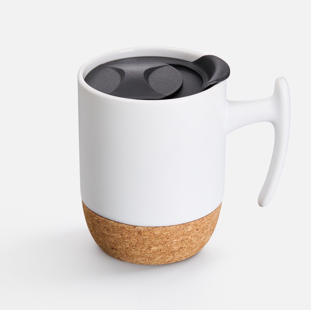 Кружка Corky Grip, белая с логотипом