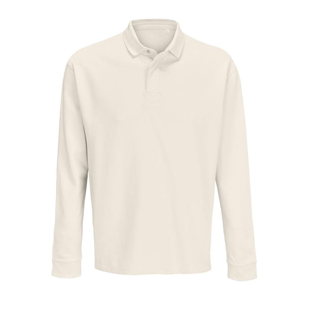 Рубашка поло оверсайз с длинным рукавом Heritage, молочная с логотипом