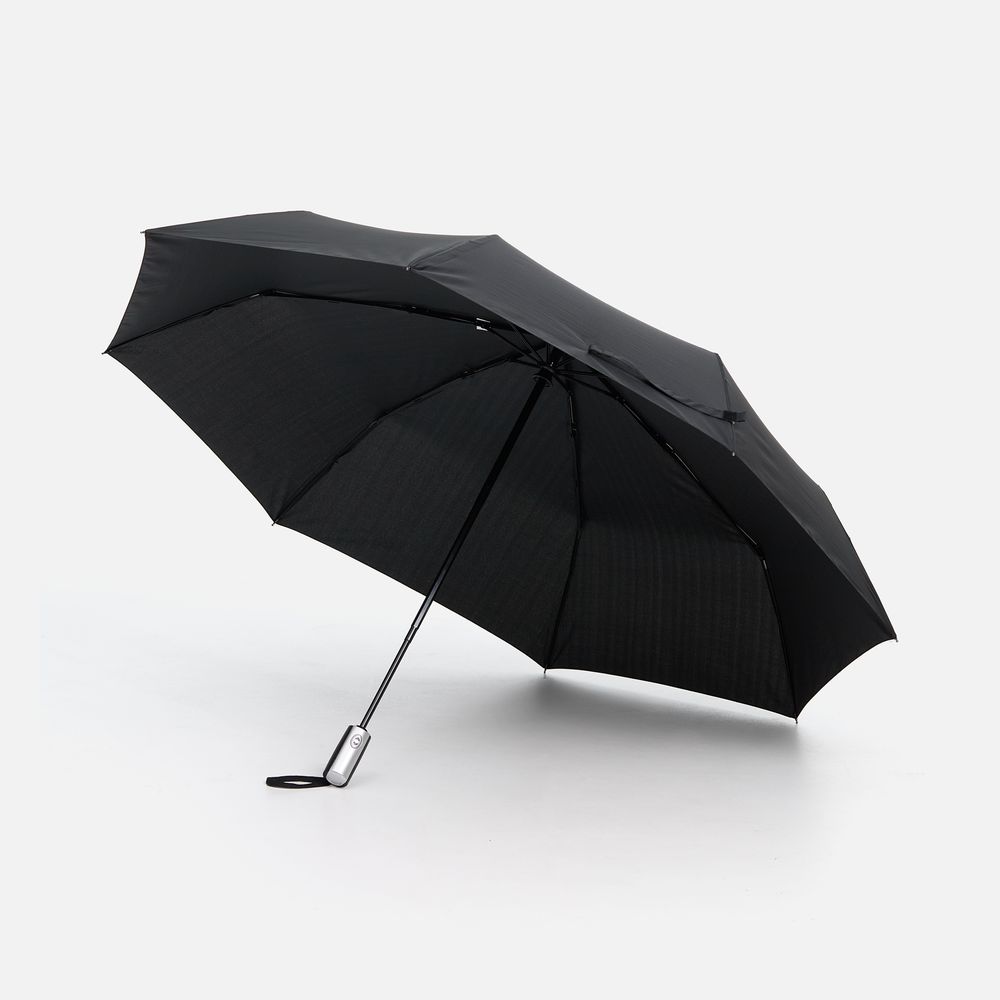 Зонт складной Fiber, черный с логотипом