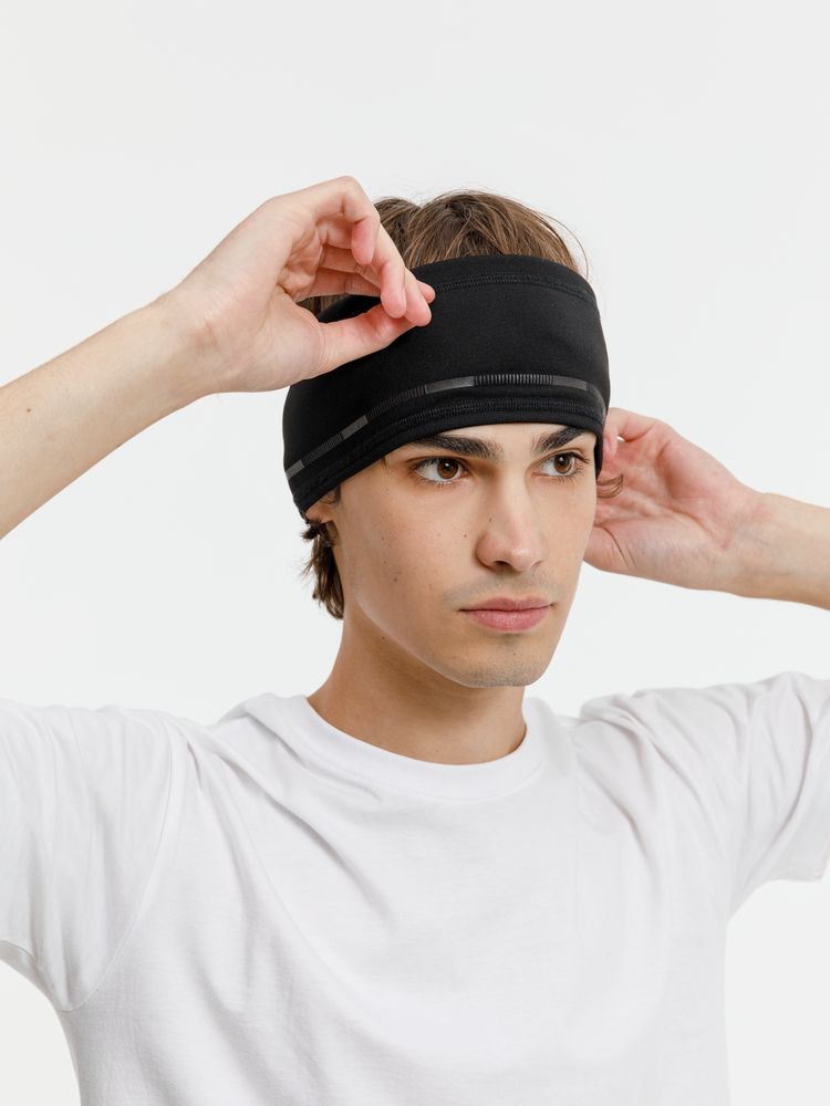 Спортивная повязка утепленная Jogge, черная с логотипом