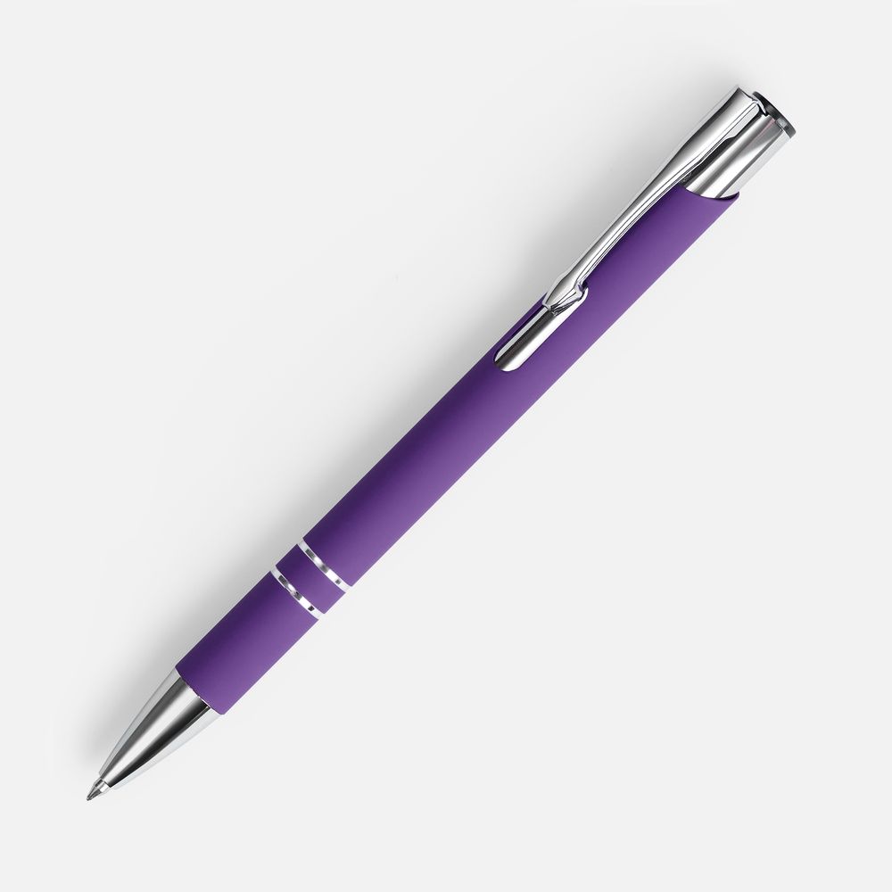 Ручка шариковая Keskus Soft Touch, фиолетовая с логотипом