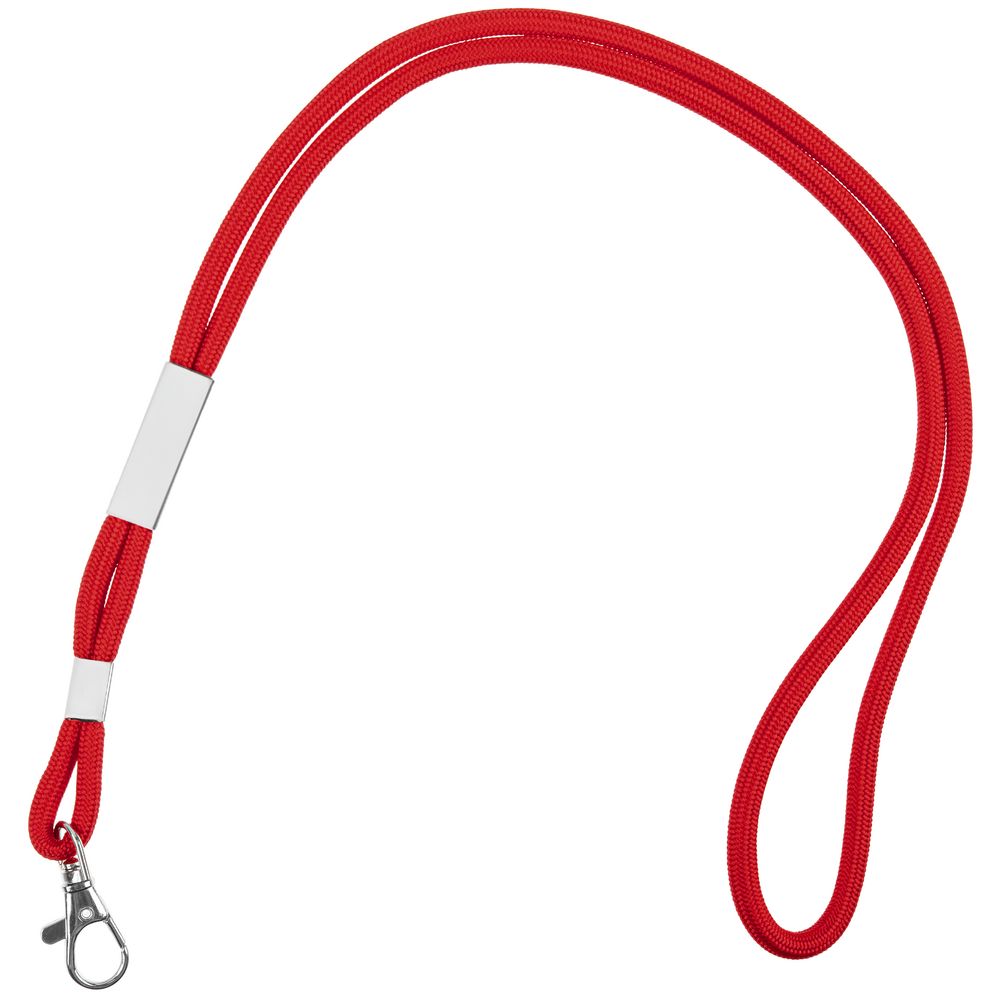 Шнурок для бейджа Tube Metal, красный с логотипом
