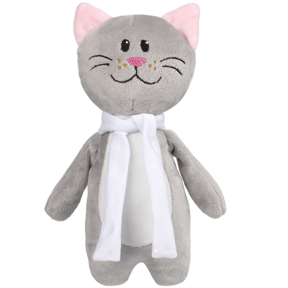 Мягкая игрушка Beastie Toys, котик с белым шарфом с логотипом