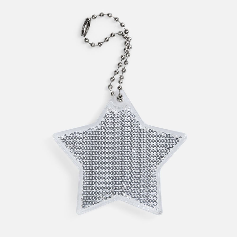 Пешеходный светоотражатель с цепочкой «Звезда», белый с логотипом