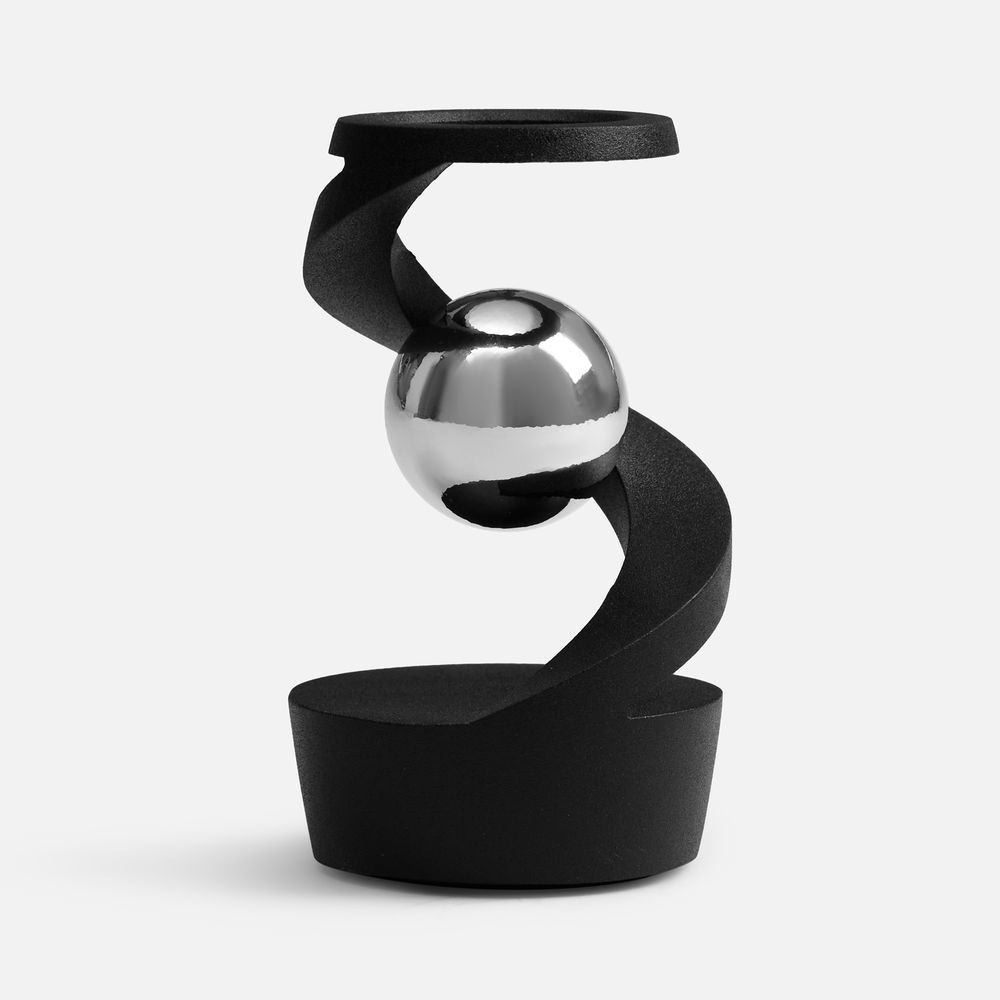 Настольный антистресс Mindflow, черный с серебристым с логотипом