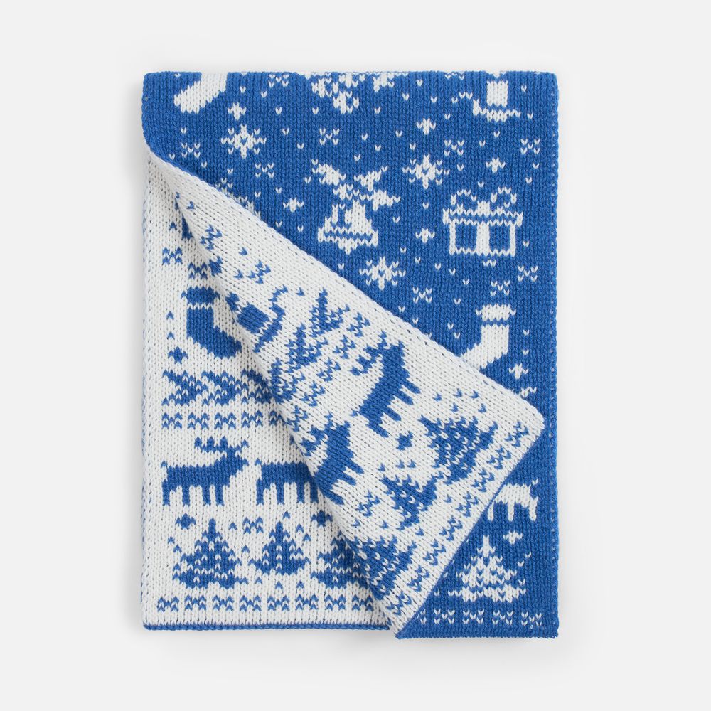 Шарф Holidale, синий с молочным с логотипом