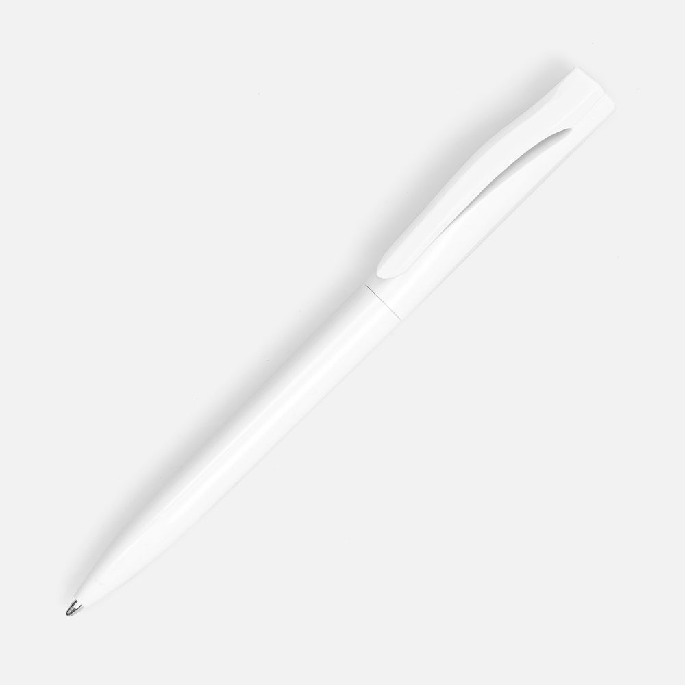 Ручка шариковая Pin, белая с логотипом