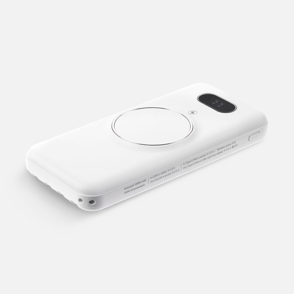 Аккумулятор Omni Qi 10000 мАч, ver.2, белый с логотипом