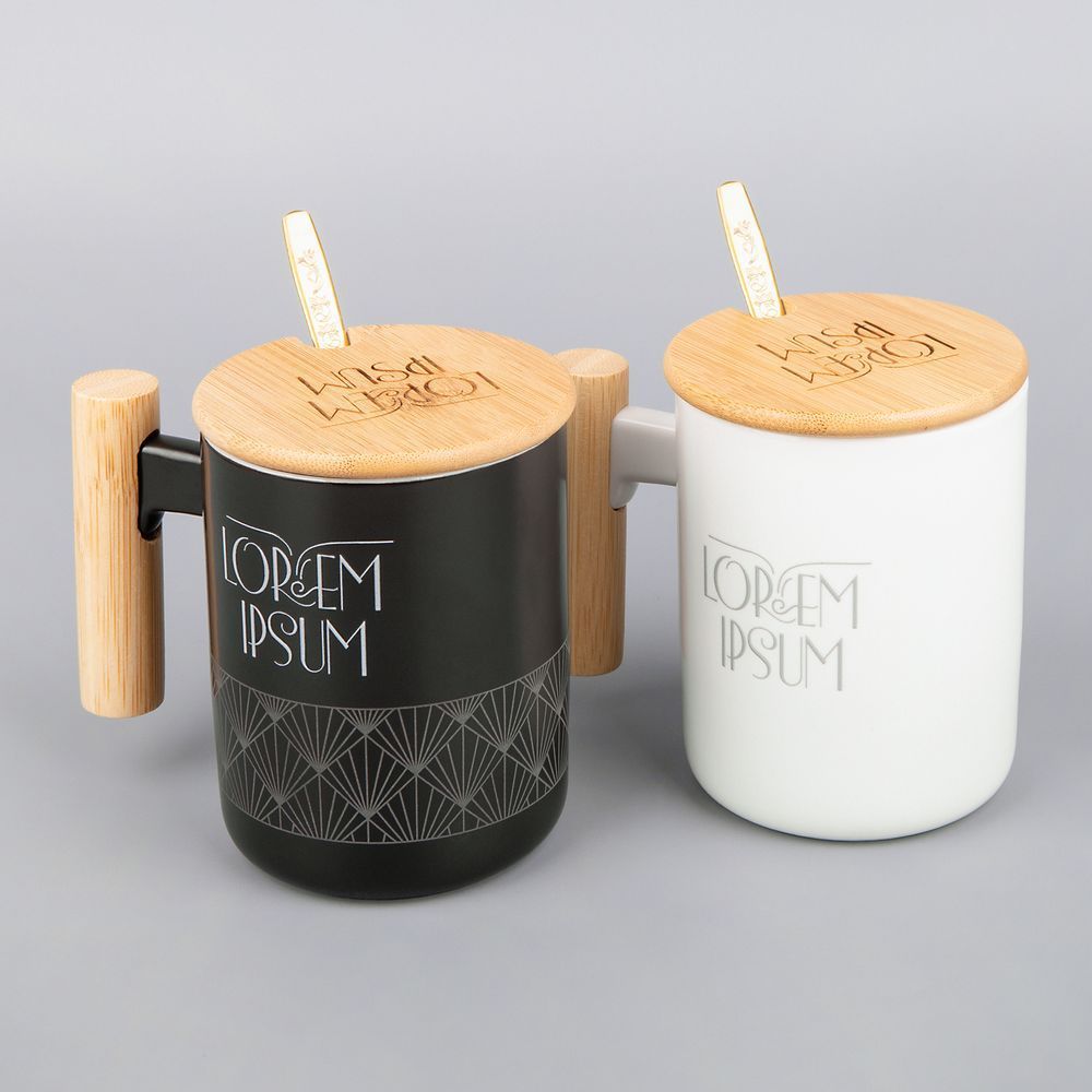 Кружки с печатью логотипа. Кружка с ложкой Eco Fusion по цене 643 ₽ руб. (артикул 20523.30) Кружка с ложкой Eco Fusion, черная