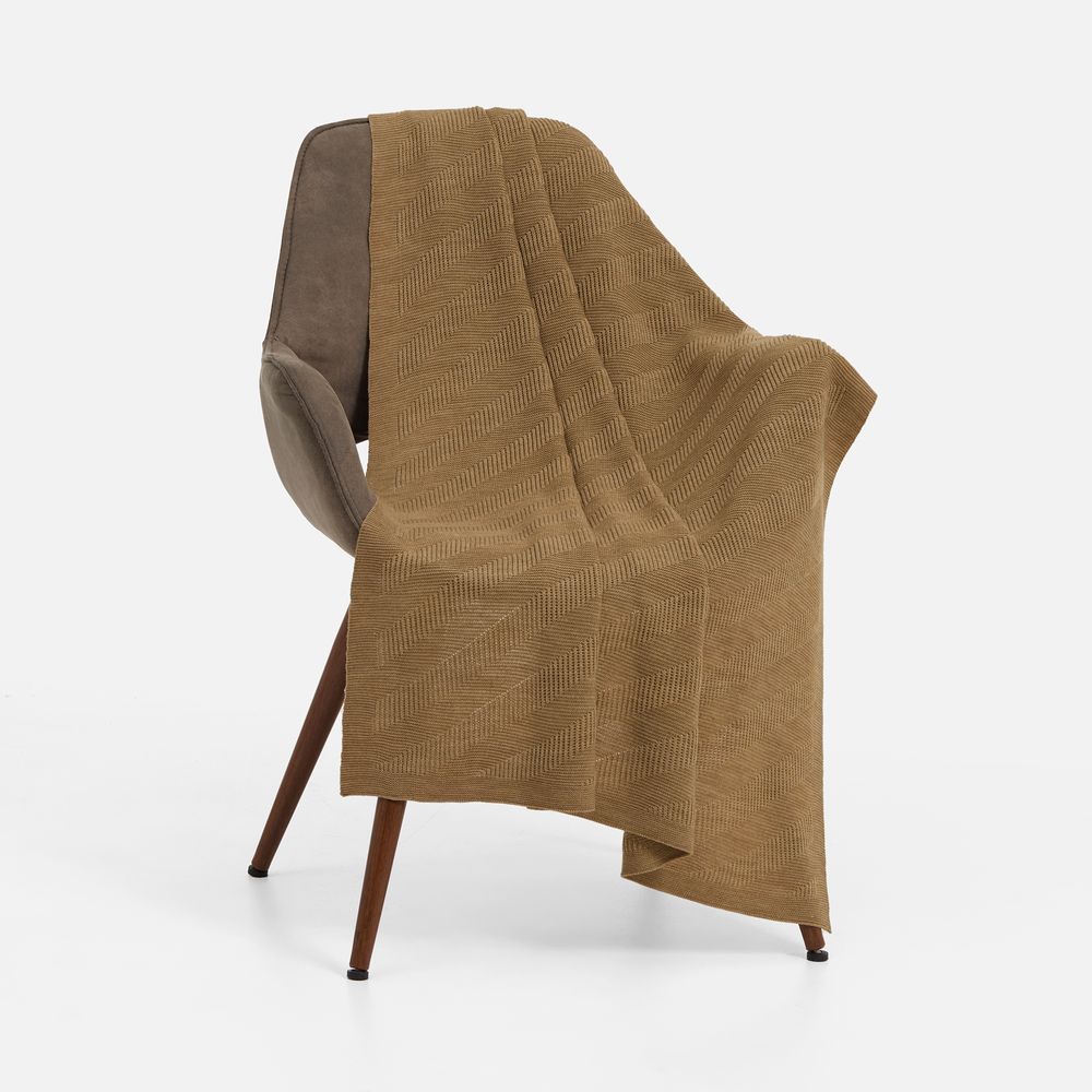 Плед Locus Solus, коричнево-бежевый меланж с логотипом