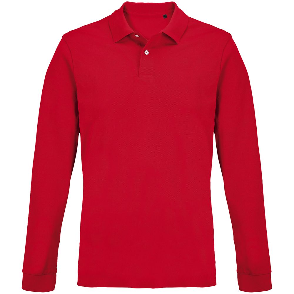 Рубашка поло унисекс с длинным рукавом Pacific LSL, красная с логотипом