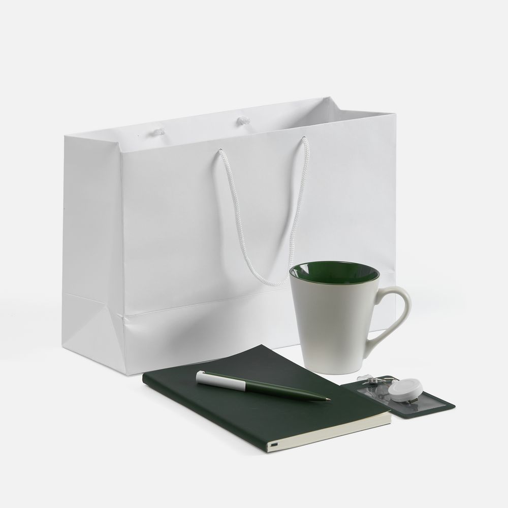 Набор Flat White, зеленый с логотипом