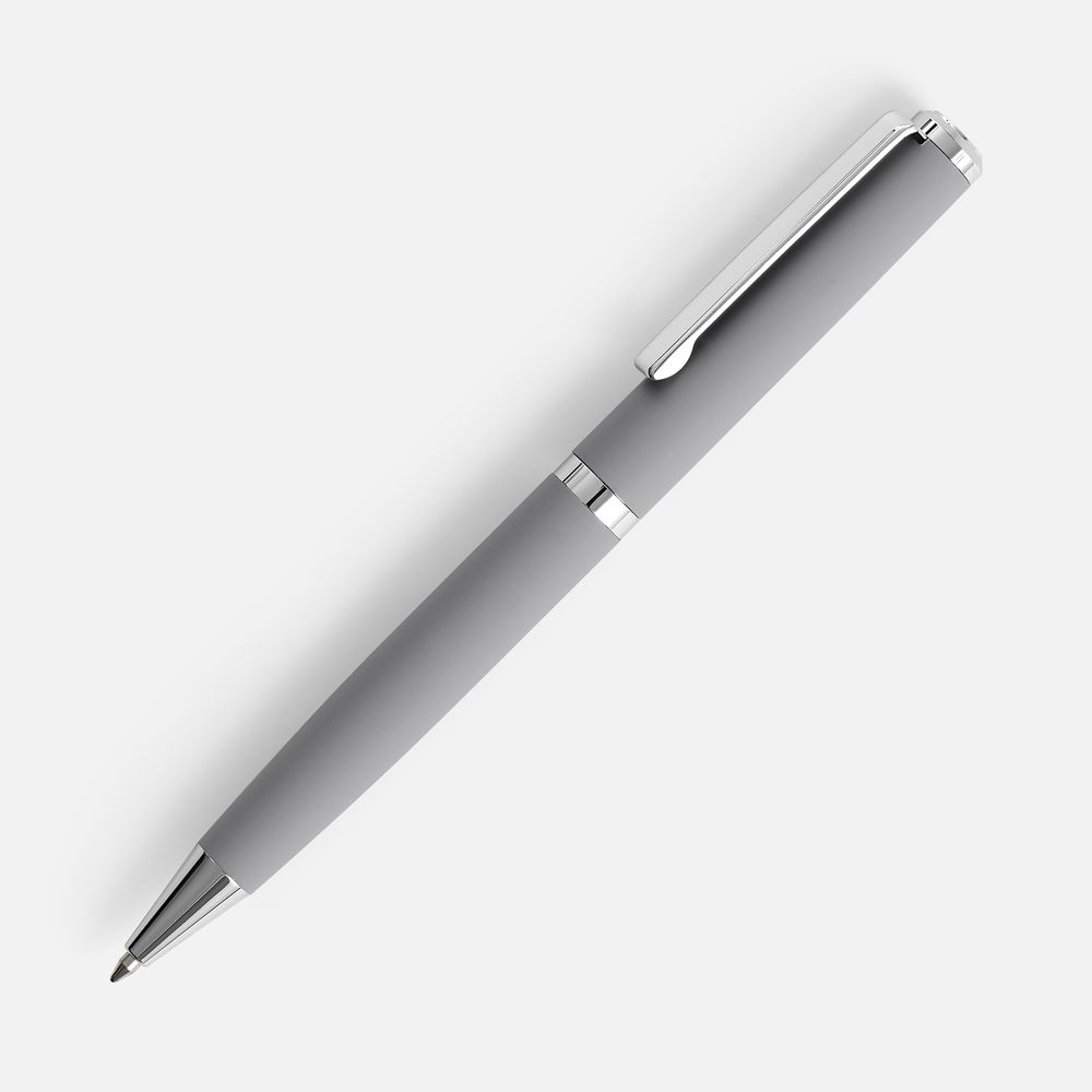 Ручка шариковая Inkish Chrome, серая с логотипом