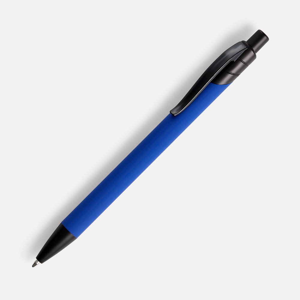 Ручка шариковая Undertone Black Soft Touch, ярко-синяя с логотипом