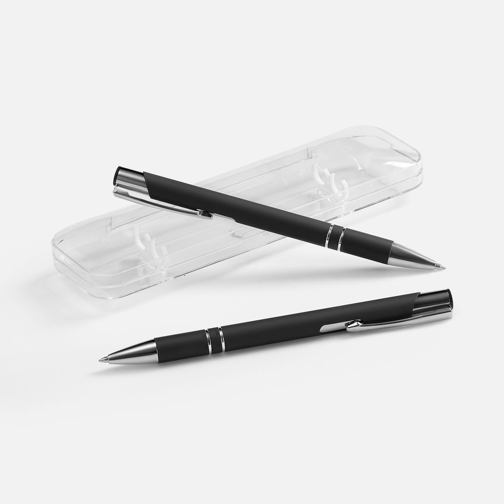 Набор из 2 ручек Keskus Soft Touch, черный с логотипом