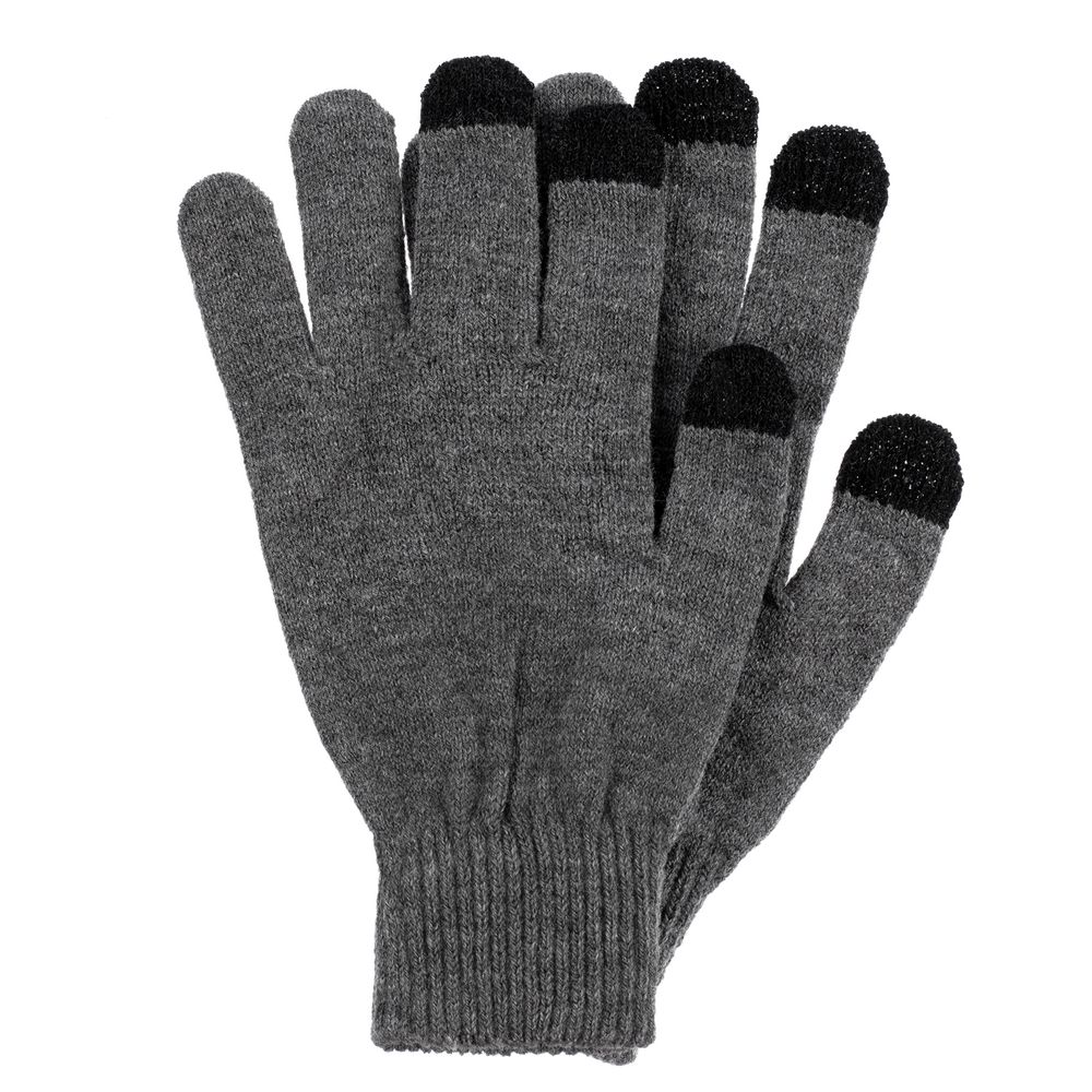 Перчатки сенсорные Urban Flow, темно-серый меланж с логотипом