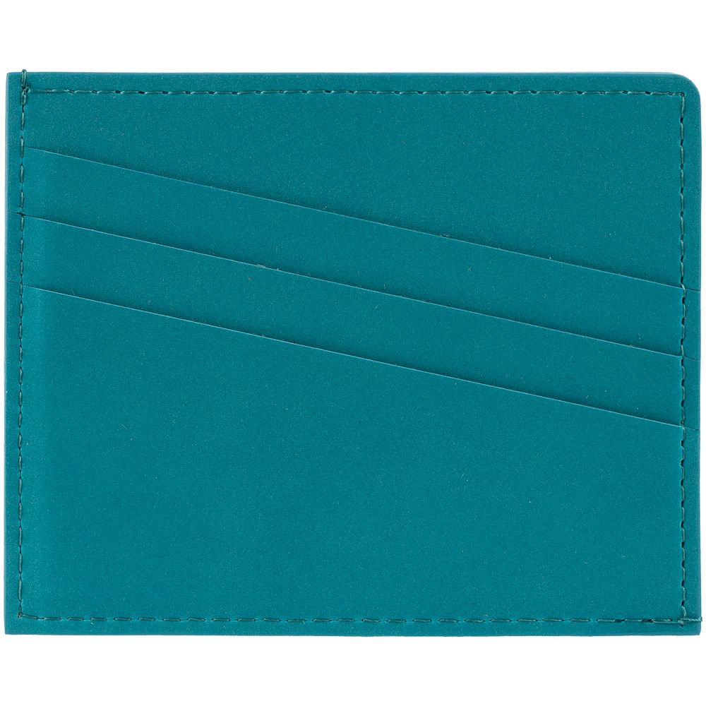 Чехол для карточек Nubuk, бирюзовый с логотипом