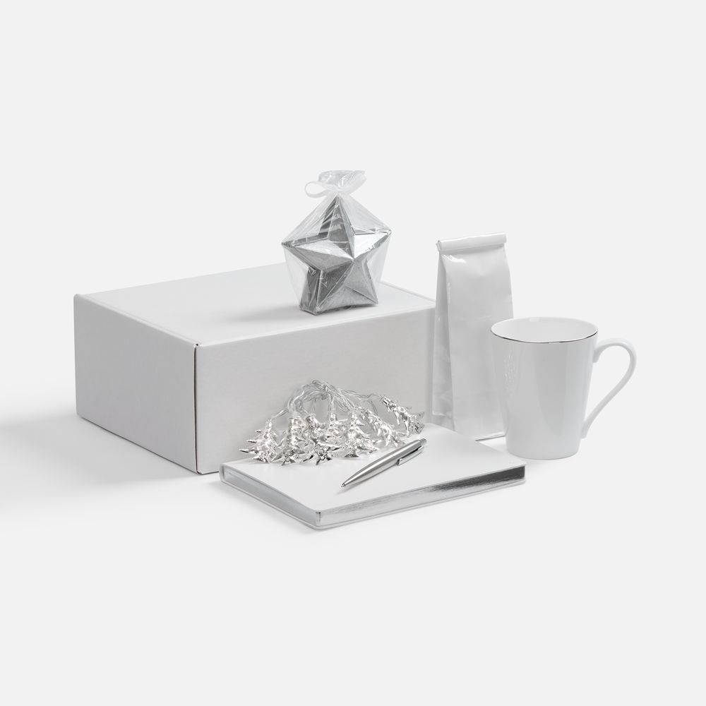 Набор «Планы на счастье», белый с серебристым с логотипом