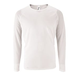 Футболка с длинным рукавом Sporty LSL Men, белая с логотипом