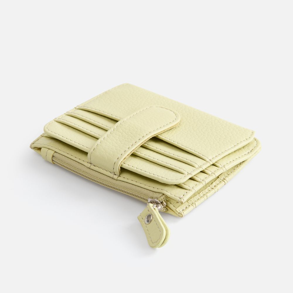 Картхолдер на молнии Unison, светло-зеленый с логотипом