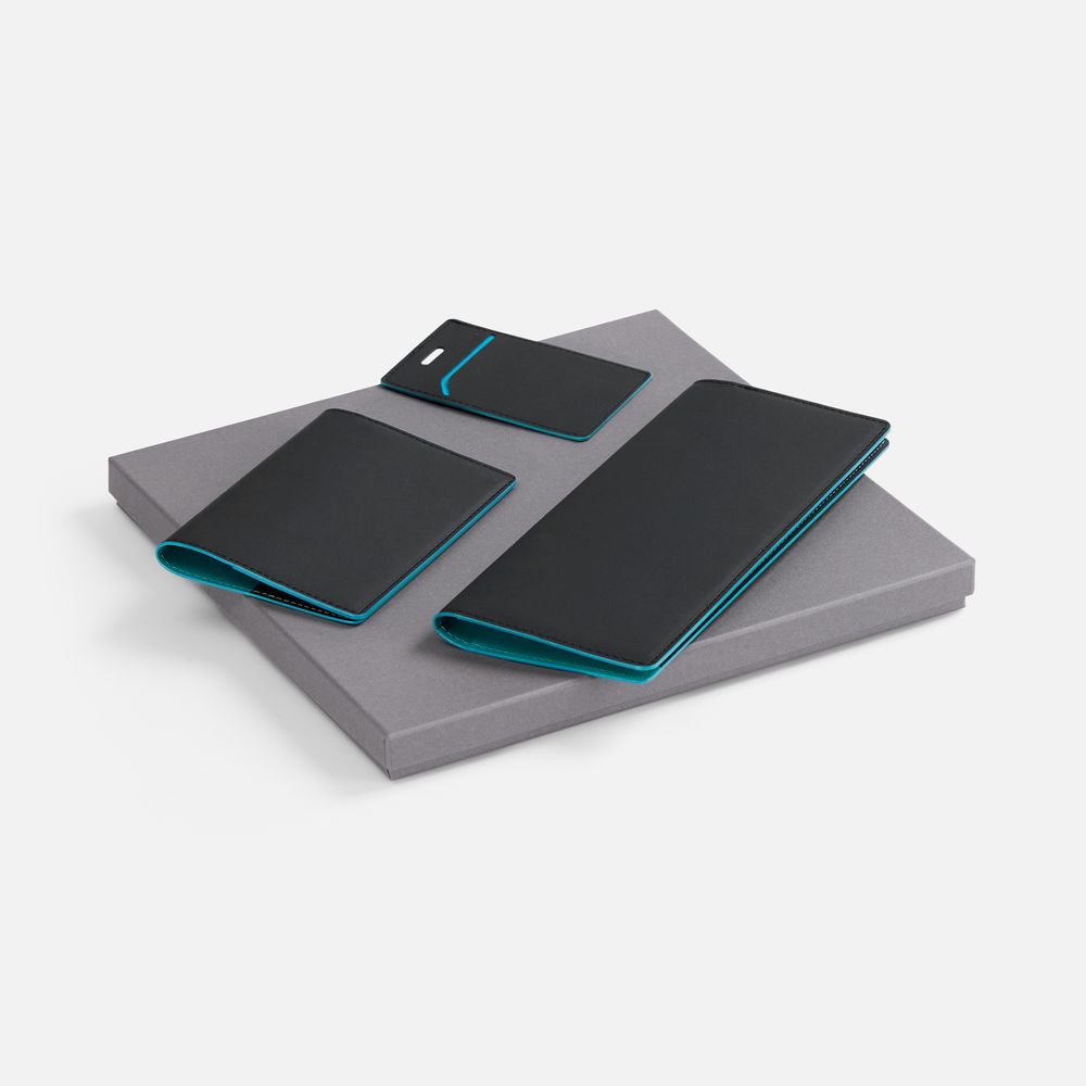 Набор Multimo Simple, черный с бирюзовым с логотипом