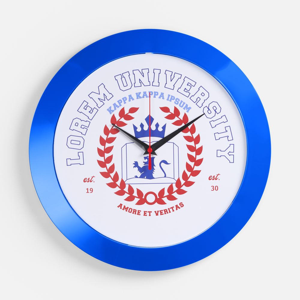 Часы настенные Vivid Large, синие с логотипом