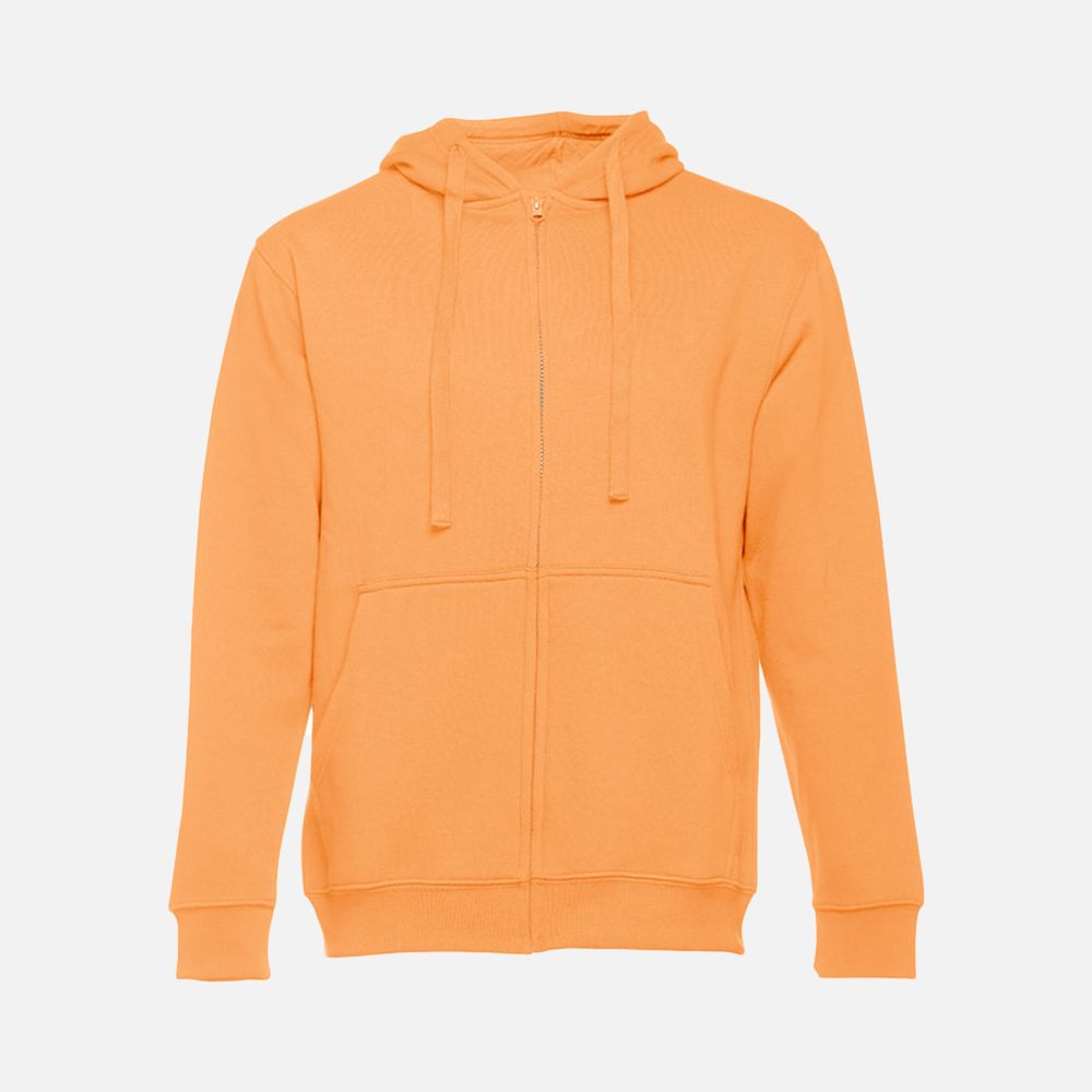 Толстовка мужская на молнии с капюшоном Amsterdam, светло-оранжевая с логотипом