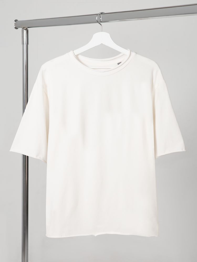 Футболка оверсайз Vozduh 2.0, кремовая с логотипом