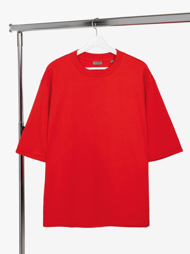 Футболка оверсайз унисекс Kosmos 2.0, красная (алая) с логотипом