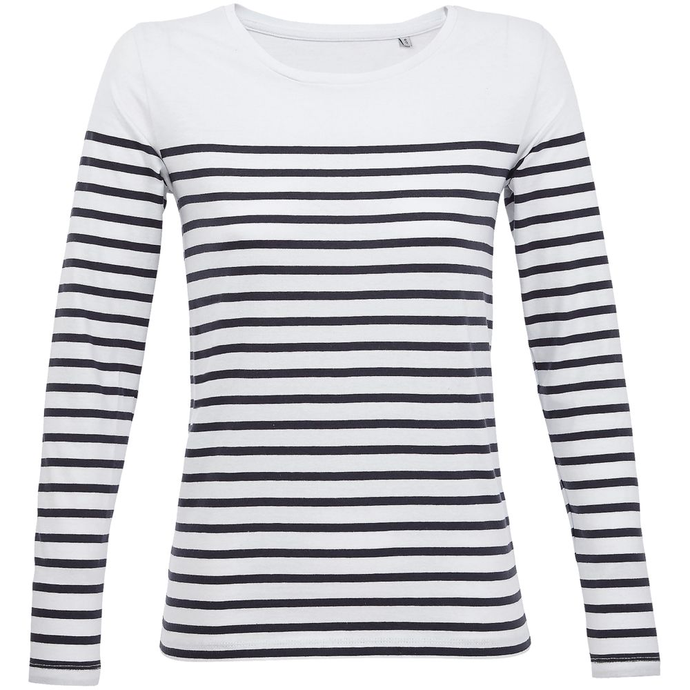 Футболка женская с длинным рукавом Matelot LSL Women, белая с синим с логотипом