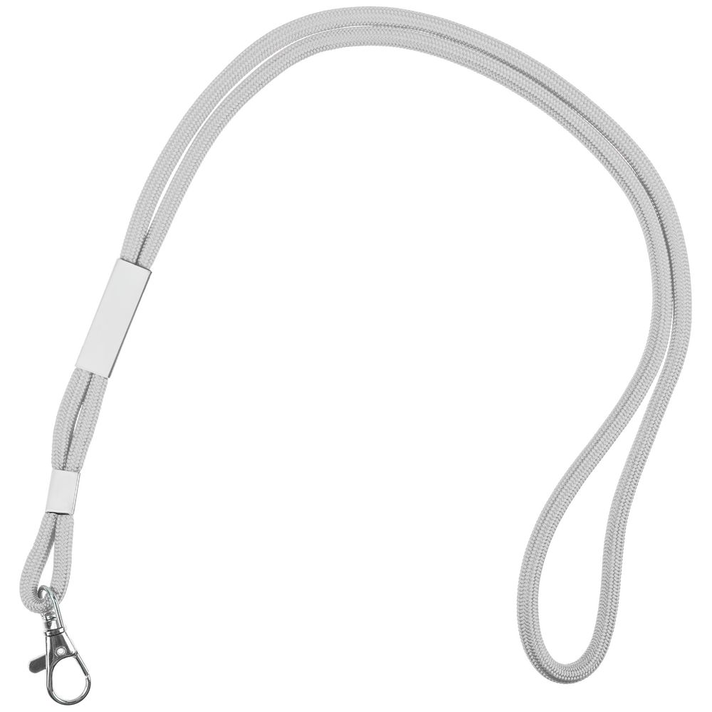 Шнурок для бейджа Tube Metal, серый с логотипом