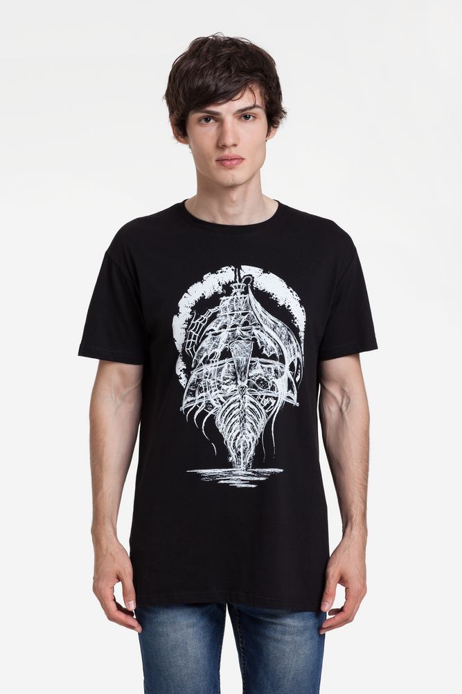 Футболка «Летучий Голландец», черная с логотипом