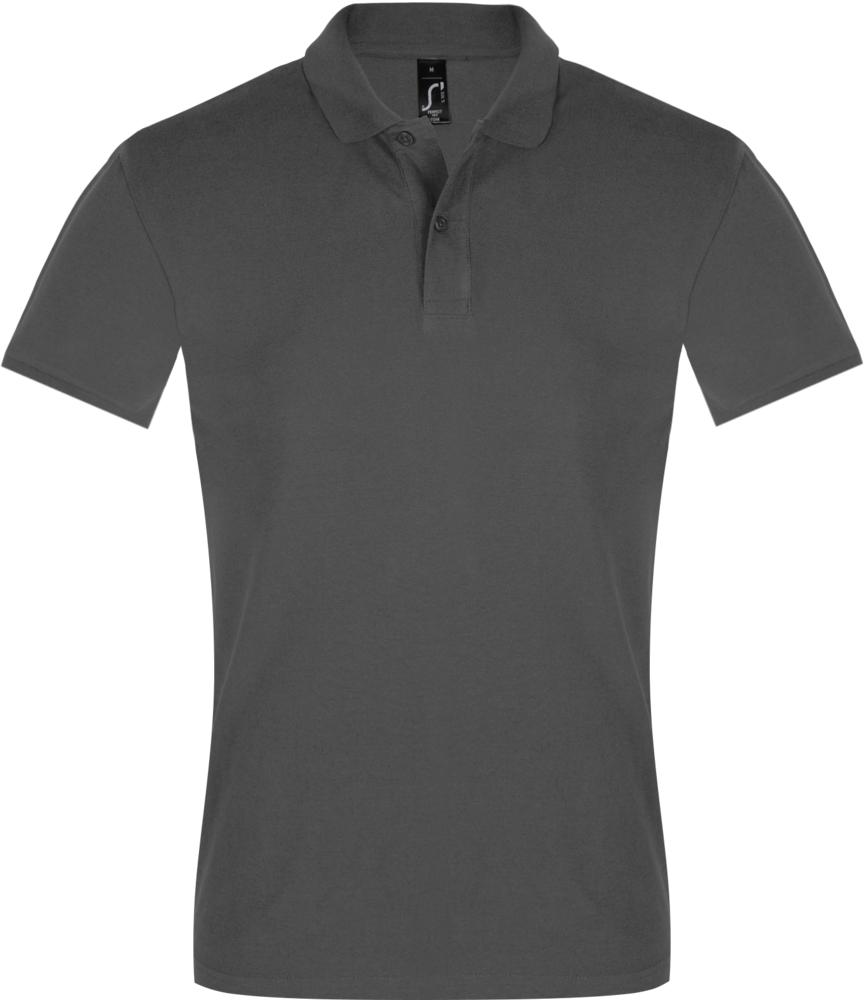 Рубашка поло мужская Perfect Men 180 темно-серая с логотипом