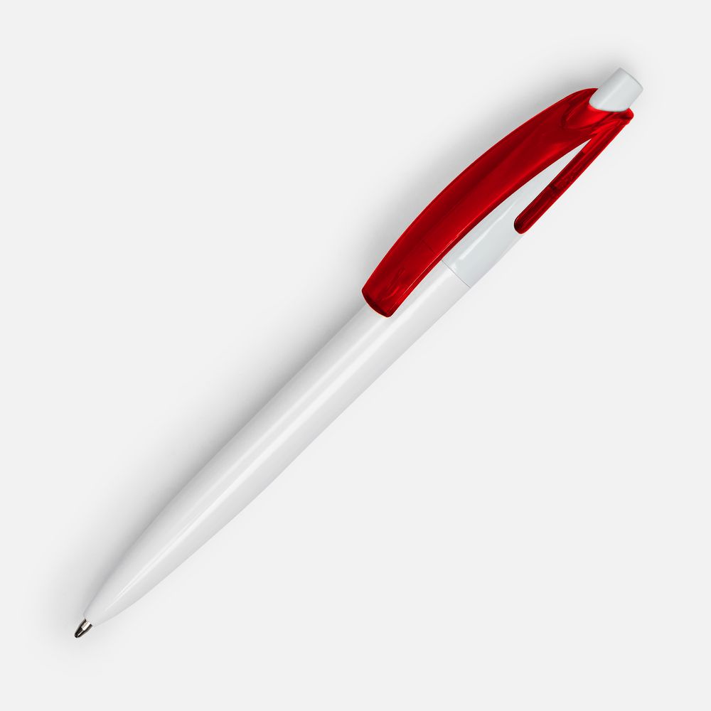 Ручка шариковая Bento, белая с красным с логотипом