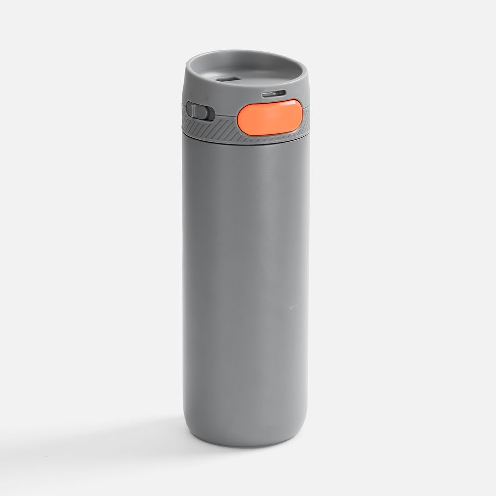 Термостакан X1 с цветной кнопкой, серый с оранжевым с логотипом