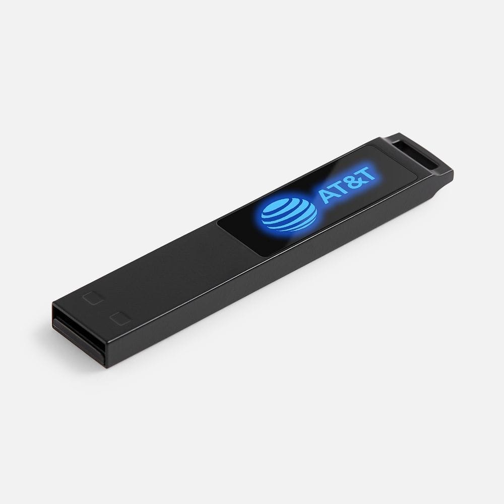 Флешка markBright Black с синей подсветкой, 32 Гб с логотипом