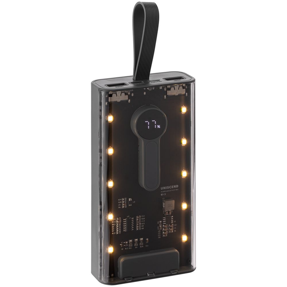 Аккумулятор Trellis Digital 10000 мАч, темно-серый с логотипом