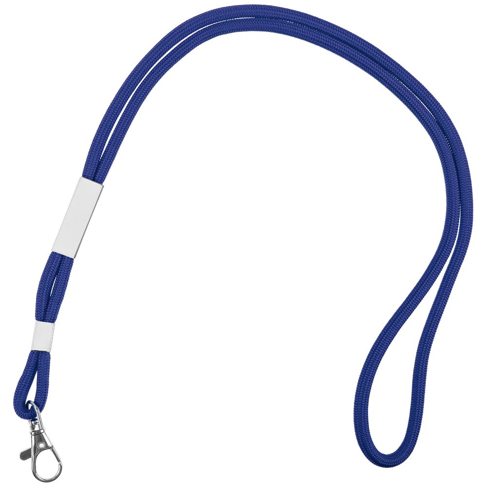Шнурок для бейджа Tube Metal, синий с логотипом