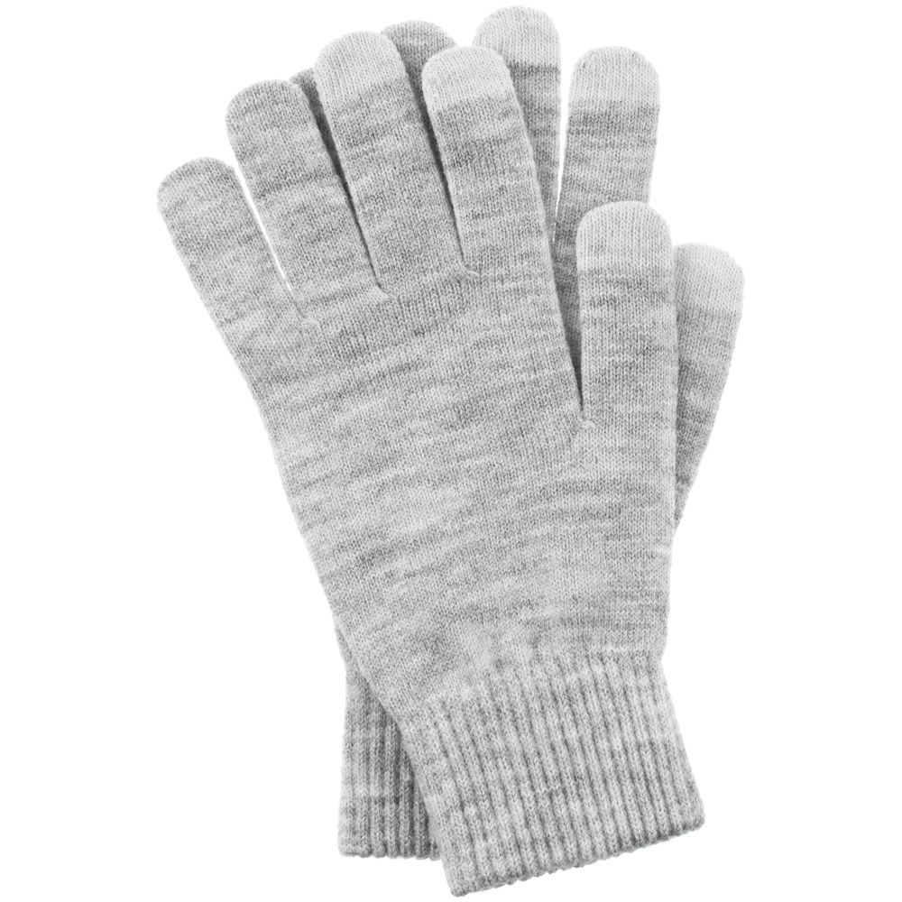 Перчатки сенсорные Urban Flow, светло-серые с логотипом