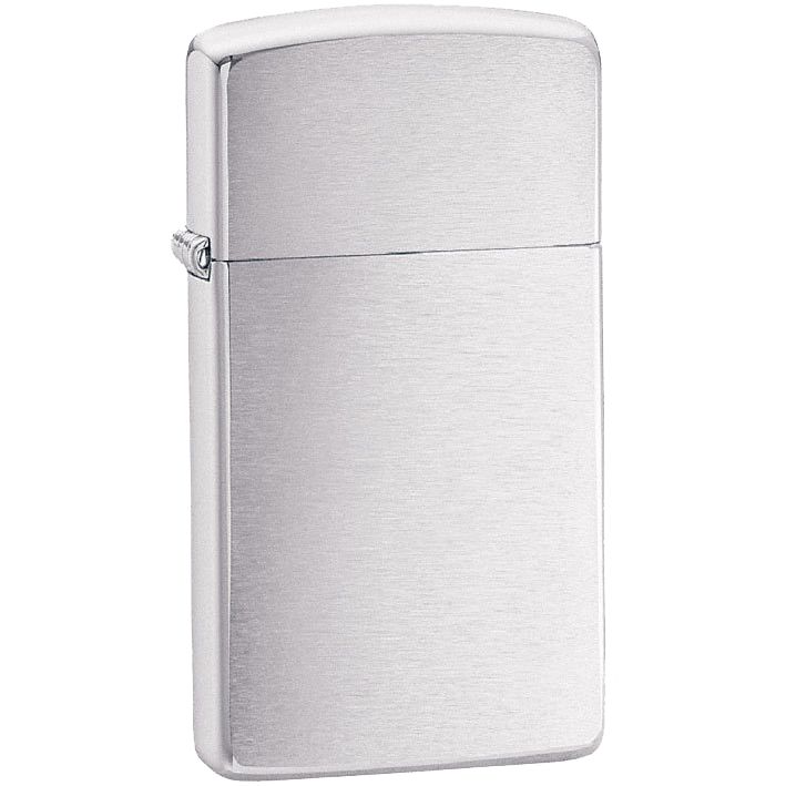 Зажигалка Zippo Slim Brushed, матовая серебристая с логотипом