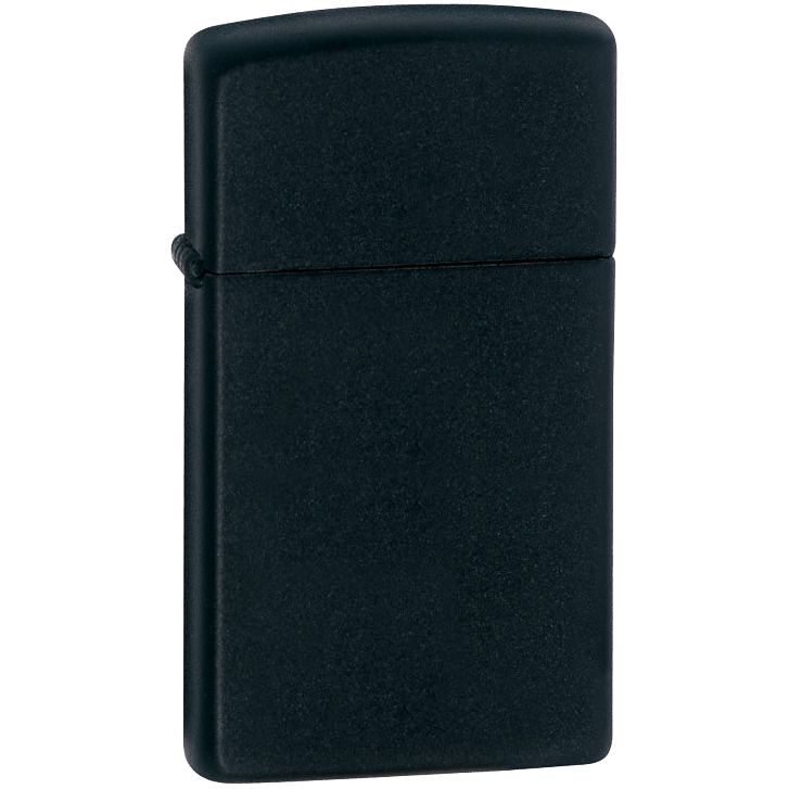 Зажигалка Zippo Slim Matt, матовая черная с логотипом