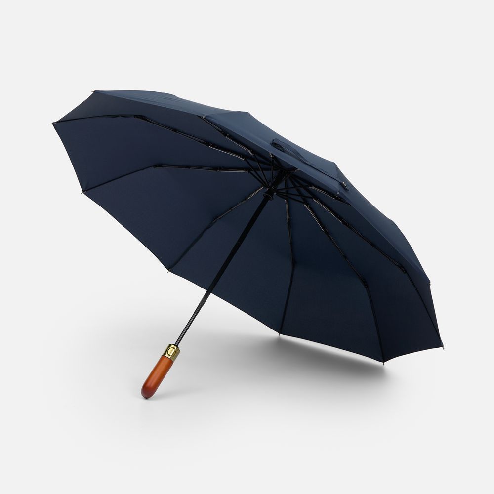 Зонт складной Cloudburst в подарочной упаковке, темно-синий с логотипом