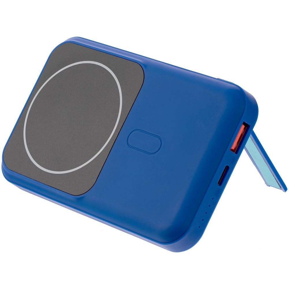 Магнитный беспроводной аккумулятор Top Force, 10000 мАч, синий с логотипом