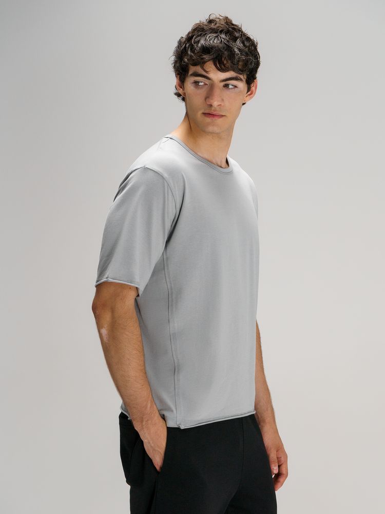 Футболка оверсайз унисекс Vozduh, светло-серая с логотипом