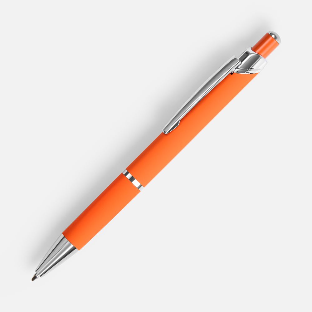 Ручка шариковая Chromos Soft Touch, оранжевая с логотипом