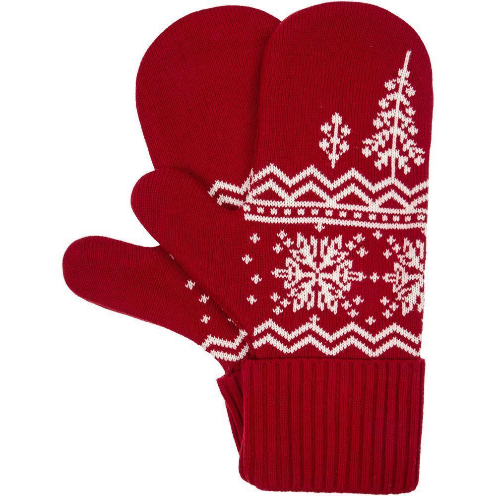 Варежки Elnik, красные с молочно-белым Варежки Elnik, красные с молочно-белым